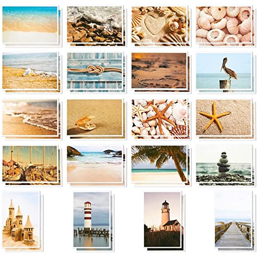 Paquete de 40 Tarjetas postales blancas para todas las ocasiones, con temática de playa y océano - 10,2 cm x 15,2 cm