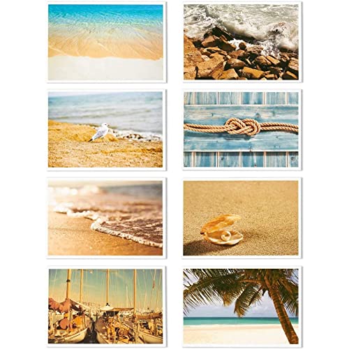 Paquete de 40 Tarjetas postales blancas para todas las ocasiones, con temática de playa y océano - 10,2 cm x 15,2 cm