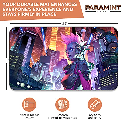 Paramint Cyberpunk - Alfombra de Juego MTG de Clint Cearley - Compatible con tapete de Juego Magic The Gathering - Juega a MTG, YuGiOh, Pokemon, TCG - Diseños Originales