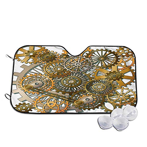 Parasol para Coche,Los Engranajes al Estilo Steam Punk,Parabrisas de prevención de Calor Parasol Protector de Visera de Rayos UV 51"X27.5"