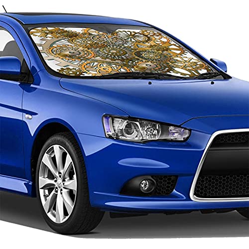 Parasol para Coche,Los Engranajes al Estilo Steam Punk,Parabrisas de prevención de Calor Parasol Protector de Visera de Rayos UV 51"X27.5"