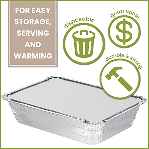 Party Bargains Aluminum Oblong Foil Pan Containers and Board Lids Set, 2.25 lb Capacity, 8.4inch x 5.9inch, Sets of Durable Quality Aluminum Foil Take-Out Pans. by Party Bargains