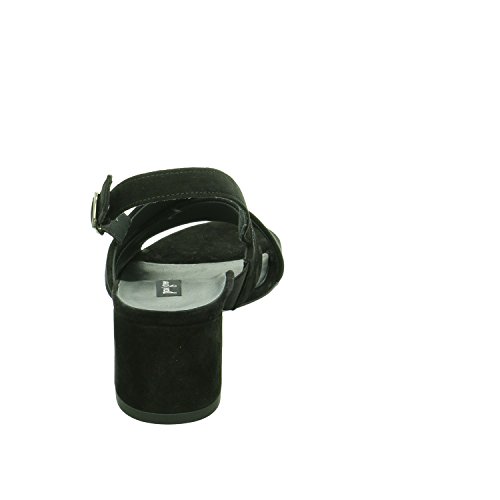 Paul Green 7066-01 Black Suede Leather Womens Slingback Heeled Sandals 37.5