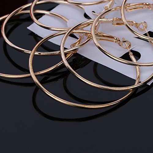 Pendientes, Dairy Shop Juego 6 pares/vino Lectura baumeln Anillo Gran Círculo Pendientes de banda mujeres Steam Punk oído Clip, aleación, rose gold