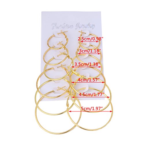 Pendientes, Dairy Shop Juego 6 pares/vino Lectura baumeln Anillo Gran Círculo Pendientes de banda mujeres Steam Punk oído Clip, aleación, rose gold