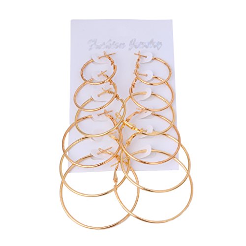 Pendientes, Dairy Shop Juego 6 pares/vino Lectura baumeln Anillo Gran Círculo Pendientes de banda mujeres Steam Punk oído Clip, aleación, rose gold