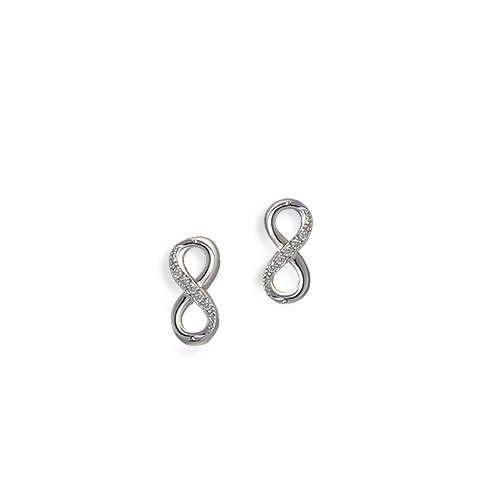 Pendientes para mujer de plata 925/1000 circona y chapado y clavos, pulgas, diseño de símbolo de infinito