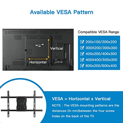 PERLESMITH Soporte de TV Pared Articulado Inclinable Y Giratorio – Soporte De TV para Pantallas De 37-70” TV – MAX VESA 600x400mm, para Soportar 60kg