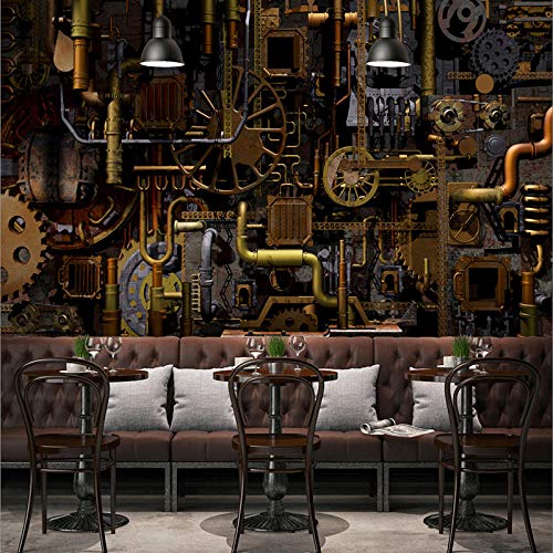Personalización 3D Stereo Engine Gear Mural Wallpaper KTV Bar Cafe Restaurant Decoración creativa Papel de pared para paredes 3 D-200 * 140cm