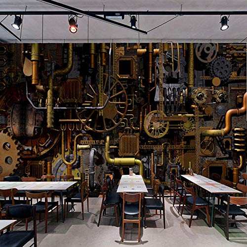 Personalización personalizada 3D Stereo Engine Gear Mural Wallpaper Ktv Bar Cafe Restaurant Decoración creativa Papel de pared para paredes 3 D-200 * 140Cm