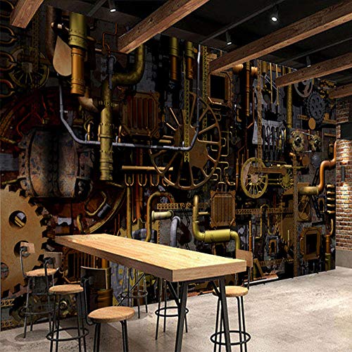 Personalización personalizada 3D Stereo Engine Gear Mural Wallpaper Ktv Bar Cafe Restaurant Decoración creativa Papel de pared para paredes 3 D-200 * 140Cm