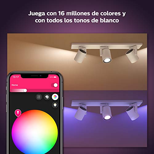 Philips Hue – Lámpara inteligente, Hue Fugato, Foco LED Inteligente, Luz Blanca y de Colores, Compatible con Alexa y Google Home, Color Negro