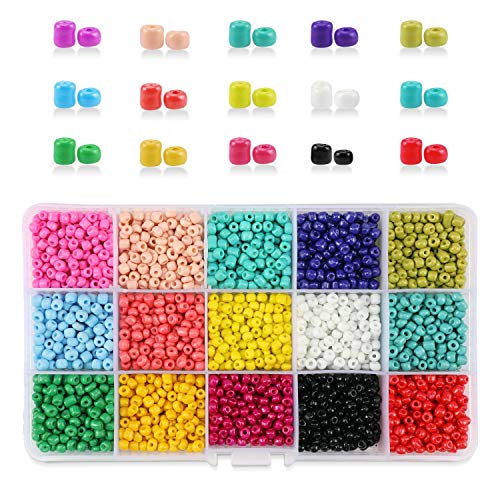 PHOGARY 9000 Piezas de Perlas de Vidrio, Perlas espaciadoras de Pony pequeño, 3 mm Redondo para Manualidades (15 Colores)