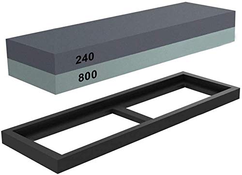 Piedra De Afilar 2 En 1 Whetstone Afilador De Cuchillos De Piedra Acuática De Grano 240/800, Soporte De Piedra De Goma Incluido