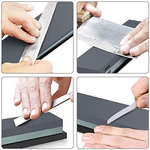 Piedra De Afilar 2 En 1 Whetstone Afilador De Cuchillos De Piedra Acuática De Grano 240/800, Soporte De Piedra De Goma Incluido