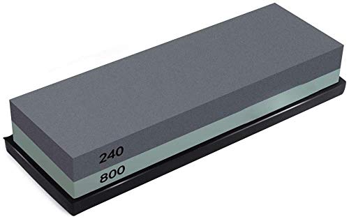Piedra De Afilar 2 En 1 Whetstone Afilador De Cuchillos De Piedra Acuática De Grano 240/800, Soporte De Piedra De Goma Incluido