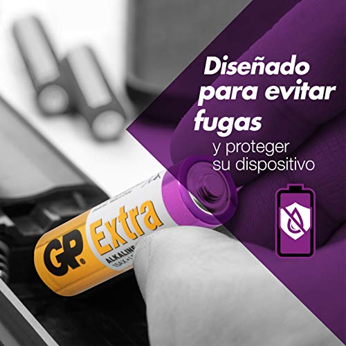 Pilas AA - Paquete de 40 Unidades | GP Extra | Pilas alcalinas AA, LR6, 1.5V | Duración Larga, Tecnología Anti-Fugas, Rendimiento Elevado