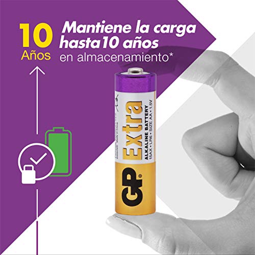 Pilas AA - Paquete de 40 Unidades | GP Extra | Pilas alcalinas AA, LR6, 1.5V | Duración Larga, Tecnología Anti-Fugas, Rendimiento Elevado