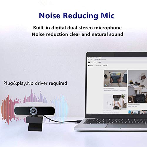 PINDOWS Webcam 1080P con Micrófono para PC,Webcam Full HD Camara Web con Cubierta y Trípode,Webcam USB Vista Gran Angular para Videollamadas,Grabación,Conferencias y Juegos