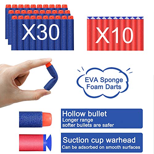 Pistola de Juguete para Nerf Flechas, Pistola de Dardos de Espuma + 60 Balas de Espuma + Gafas Protectoras, Juguete de Armas Juego de Tiro Infantiles, Regalos de Cumpleaños para Niños de 6 a 12 Años
