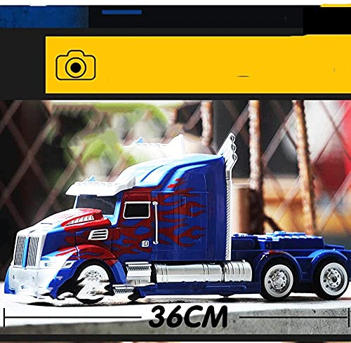 PJKDDM Transformers Optimus Prime RC Car, Robot Deformador De Control Remoto Inalámbrico, Juguete RC con Arma, Vehículo De Acrobacias De Deriva Giratorio De 360 Niños