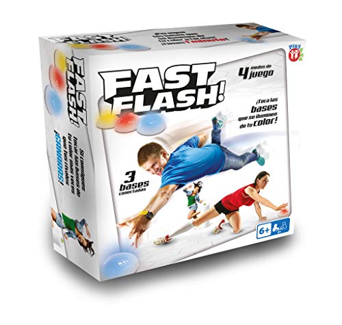 PLAY FUN BY IMC TOYS Fast Flash | Juego divertido de habilidad en el que tendrás que tocar las Bases que se iluminen de tu Color lo más rápido posible! Para niños +6 Años