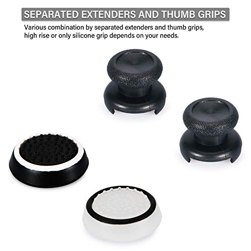Playrealm FPS Thumbstick Grip Agarres para el Pulgar Extensor Y Impresión Caucho Silicona Apretón Cubrir 2 juegos para Controlador Xbox Series X/S y Xbox One (Negro+Claro)