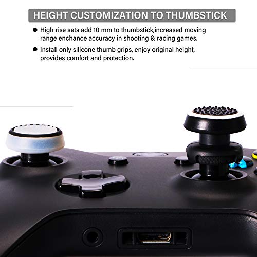 Playrealm FPS Thumbstick Grip Agarres para el Pulgar Extensor Y Impresión Caucho Silicona Apretón Cubrir 2 juegos para Controlador Xbox Series X/S y Xbox One (Negro+Claro)