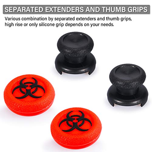 Playrealm FPS Thumbstick Grip Agarres para el Pulgar Extensor Y Textura 3D Caucho Silicona Apretón Cubrir 2 juegos para Xbox One (Bioh Rojo)