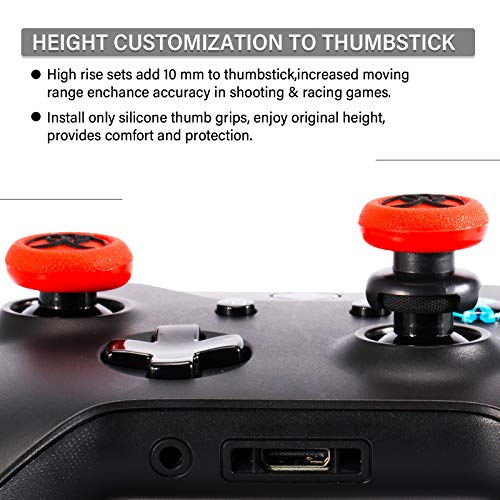 Playrealm FPS Thumbstick Grip Agarres para el Pulgar Extensor Y Textura 3D Caucho Silicona Apretón Cubrir 2 juegos para Xbox One (Bioh Rojo)