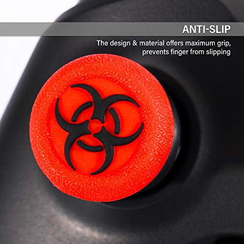 Playrealm FPS Thumbstick Grip Agarres para el Pulgar Extensor Y Textura 3D Caucho Silicona Apretón Cubrir 2 juegos para Xbox One (Bioh Rojo)