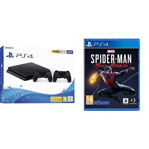 Playstation 4 (PS4) - Consola 500 Gb + 2 Mandos Dual Shock 4 (Edición Exclusiva Amazon) + Marvel's Spider-Man Miles morales