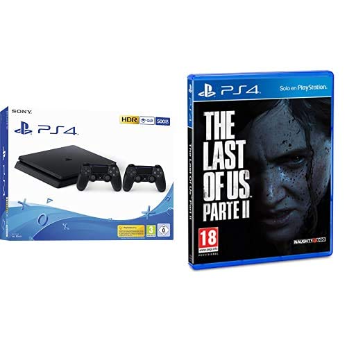 Playstation 4 (PS4) - Consola 500 Gb + 2 Mandos Dual Shock 4 (Edición Exclusiva Amazon) + The Last of Us Parte II - Edición Estándar (Exclusiva Amazon)