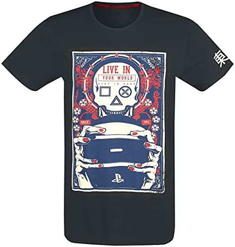 Playstation Play In Ours Hombre Camiseta Negro M, 100% algodón, Regular