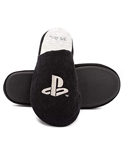 PlayStation Slippers Mens Game Console Logo Black Cord House Shoes 41-42 EU