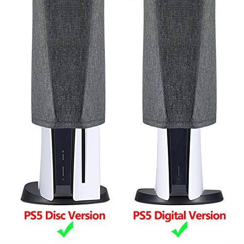 PlayVital Cubierta a Prueba de Polvo para Playstation 5 Consola Funda contra Polvo Guardapolvo de Nylón Protector Anti-Agua Forro Suave Fácil de Acceso Cubierta Antipolvo para PS5 Consola(Gris)