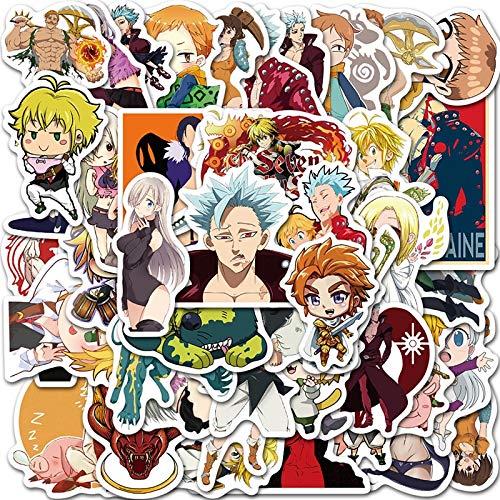 PMSMT 50 Uds Japón Anime Seven Deadly Sins Pegatinas Impermeables para DIY Laptop Guitar PS4 Skateboard Juguetes para niños Pegatina