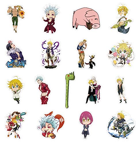 PMSMT 50 unids/Lote Japón Anime Seven Deadly Sins Pegatinas Impermeables para DIY Guitarra portátil PS4 monopatín Juguetes para niños Pegatina