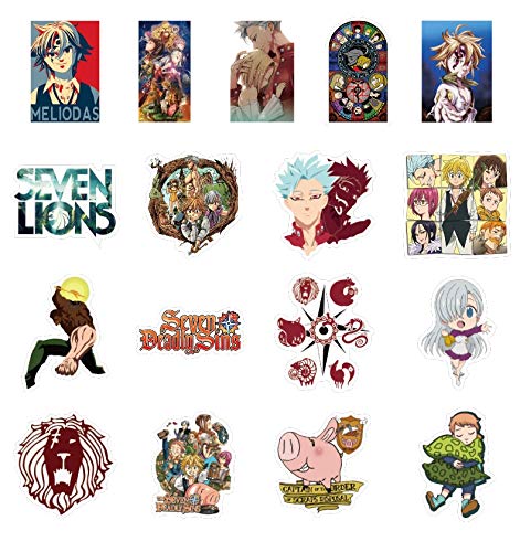 PMSMT 50 unids/Lote Japón Anime Seven Deadly Sins Pegatinas Impermeables para DIY Guitarra portátil PS4 monopatín Juguetes para niños Pegatina