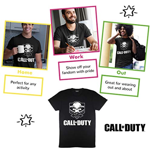 Popgear Call of Duty Logotipo del cráneo Camiseta para Hombre Negro M | Gamer Xbox PS4 PS5 Interruptor Idea del Regalo de cumpleaños para los individuos, para el hogar o la Gimnasia
