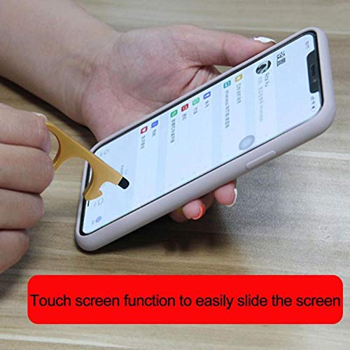 Portátil No Touch Door and Elevator Opening Artifact Assistant Key Handle Key Tool Anti-contact Key For Beer Corkscrew Key Ring, Gold, CHINA