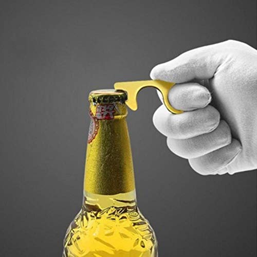 Portátil No Touch Door and Elevator Opening Artifact Assistant Key Handle Key Tool Anti-contact Key For Beer Corkscrew Key Ring, Gold, CHINA