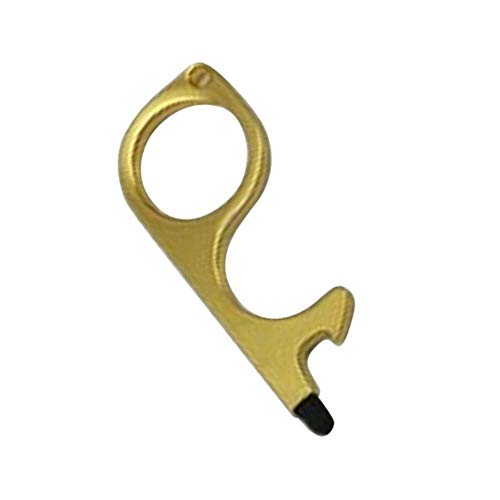 Portátil No Touch Door and Elevator Opening Artifact Assistant Key Handle Key Tool Anti-contact Key For Beer Corkscrew Key Ring, Gold, CHINA