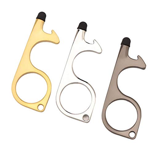 Portátil No Touch Door and Elevator Opening Artifact Assistant Key Handle Key Tool Anti-contact Key For Beer Corkscrew Key Ring, Gold, CHINA
