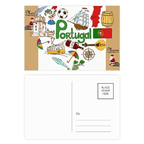 Portugal Love Heart Landscap National Flag Santa Claus Gift Postcard Thanks Card Mailing 20pcs