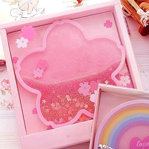 Posavasos con purpurina, Sakura Coaster Glitter Quicksand Coaster para beber, lindo posavasos Sakura Cup (rosa)