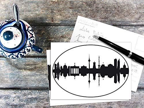 Postal y adhesivo con negro Berlín-Skyline - CITY Diseño de postales por 44spaces