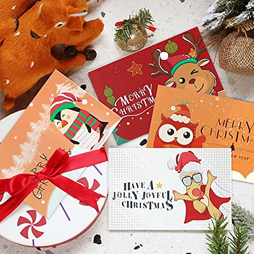 Postales de Navidad, 24 Blanco Christmas Cards Pack, Postales Navidad Niños, Postales de Navidad con 24 sobres y 24 pegatinas para enviar buenos deseos a familiares y amigos en Navidad
