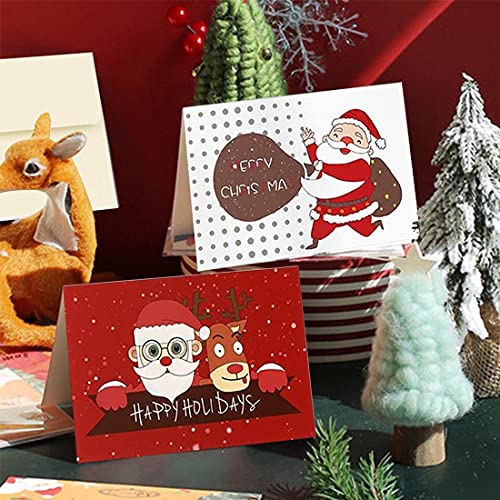 Postales de Navidad, 24 Blanco Christmas Cards Pack, Postales Navidad Niños, Postales de Navidad con 24 sobres y 24 pegatinas para enviar buenos deseos a familiares y amigos en Navidad