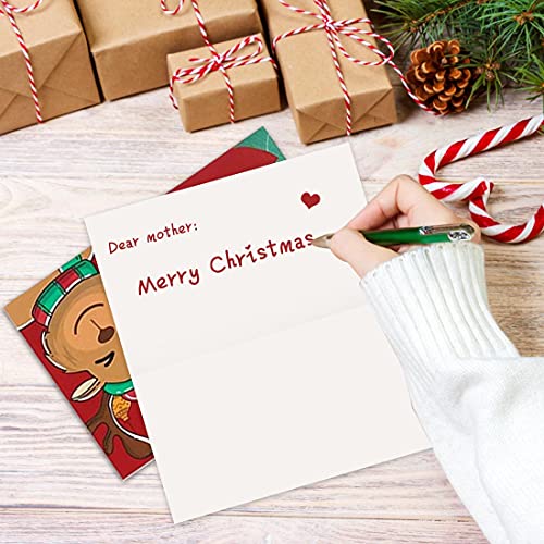 Postales de Navidad, 24 Blanco Christmas Cards Pack, Postales Navidad Niños, Postales de Navidad con 24 sobres y 24 pegatinas para enviar buenos deseos a familiares y amigos en Navidad